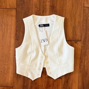 ZARA Buttoned Vest Cream Size M